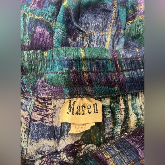 Maren VTG Midi Skirt Women’s Medium Watercolor Tassels Boho Blue Purple - Picture 3 of 7